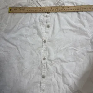 Orvis Linen White Beach Coastal Lagenlook Minimalist Blouse Size Medium thumbnail 4