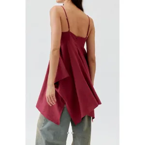 Urban Renewal Linen Ecovero Hanky‎ Hem Mini Dress Red XS festival concert boho thumbnail 3