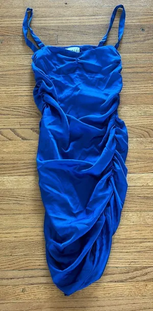 Lioness blue ruched side dress thumbnail 1