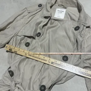 Abercrombie & Fitch Classic Long Cotton Trench Coat Beige Women's SZ Large Y2K thumbnail 3