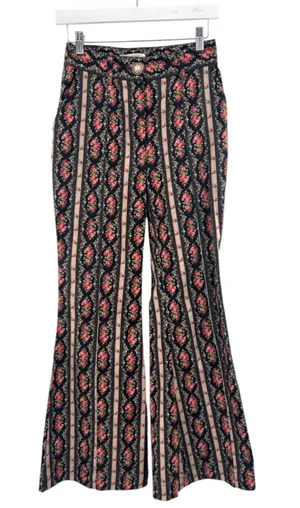 LoveShackFancy Meyerson Flare Pant vintage floral stripe‎ sz 00 thumbnail 1