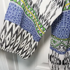 Anthropologie Fig & Flowers XL Boho Ikat Geometric Semi Sheer Tie Bottom Blouse thumbnail 5
