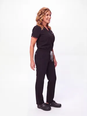 FIGS Black Scrub Pants Yoga Waistband Drawstring Technical Comfort thumbnail 3
