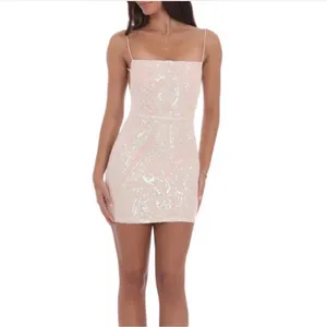 Lucy in the Sky Pale Pink Iridescent Sequin Mini Dress Medium thumbnail 3