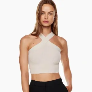 Aritzia Babaton Sculpt Knit Criss Cross Tank White thumbnail 2