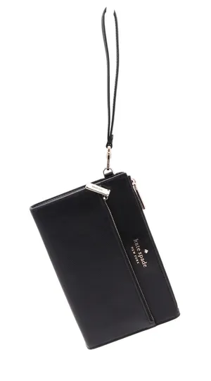Kate Spade Staci Medium Wristlet Black Saffiano Leather Gold Hardware thumbnail 1
