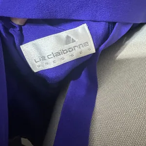 Liz Claiborne 100% Silk Midi Dress Purple‎ sz 14 side slit formal prom romantic thumbnail 10