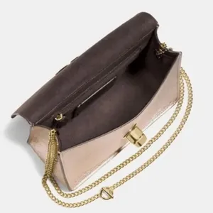 Coach Women's Turnlock Chain Crossbody Leather Bag, Platinum/Gold, NWOT thumbnail 14