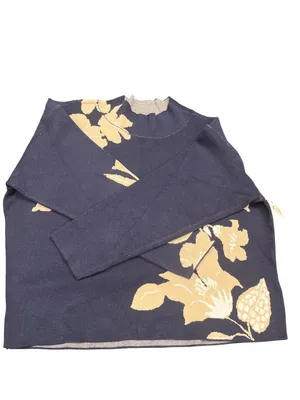 Anthropologie womens blue cream pull over crew neck sweater sz XL SKU 10-784 thumbnail 12