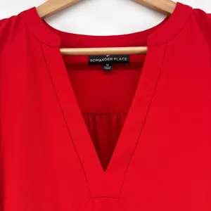 Pomander Place Red Crepe Kenzo Dress Tuckernuck Tiered Smocked Cuff Medium‎ thumbnail 5