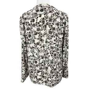 LOFT Black Cream Floral Button Down Blouse Small Office Workwear‎ Professional thumbnail 3