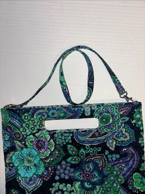Vera Bradley Blue Rhapsody Cotton Tote Paisley Floral Design Handle And Strap thumbnail 9