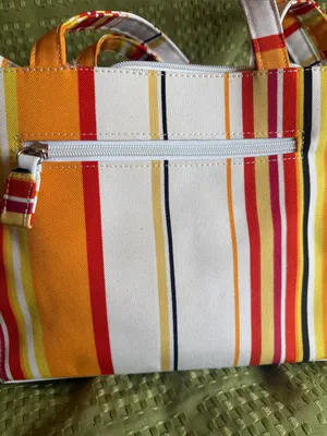 kate spade Yellow, Orange & Red Striped Canvas Tote NWOT thumbnail 4