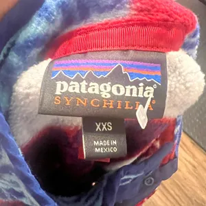 Patagonia Synchilla Snap-T Fleece Pullover XXS Patchwork Print Red Blue Vintage thumbnail 7