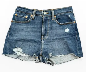 Levis High Rise Jean Shorts Size‎ 28 Distressed Cut Off Denim Micro Mini Bootie thumbnail 1