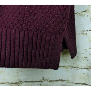 Old Navy Textured Knit Tunic Sweater Women S Burgundy Cotton Crew Cozy Relaxed thumbnail 10