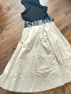 Zara Black & Cream Sleeveless Maxi Dress with Gloss Belt thumbnail 11