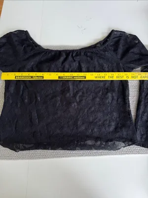 Vintage Black Floral Lace Off-Shoulder Flare Sleeve Blouse Fits Small to Medium thumbnail 4