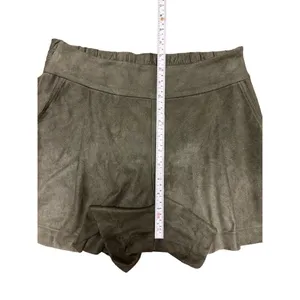 1.STATE Women's‎ High Waist Shorts Vegan Faux Suede Pleated Olive Earth Sz S thumbnail 5