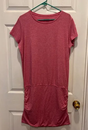 Patagonia Womens Glorya Active Dress Size L Pink Heathered Ruched‎ Athleisure thumbnail 1