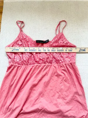 Vintage The Limited Y2K Cotton Babydoll Lace Tank Top Cami Lettuce Hem Size L thumbnail 7