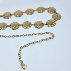 Y2K Boho Gold Hammered Disc Coin Chain Belt, Fits 24.5–42 Inches, X7GA1153 thumbnail 7