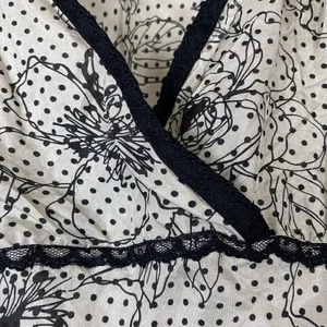 Vintage y2k Black & Silver Silk Surplice Tie Back Blouse thumbnail 3