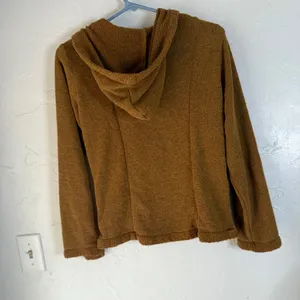 Prana Brown Fuzzy Fleece Half Zip Hoodie‎ Pullover Sweatshirt Women's Small thumbnail 9