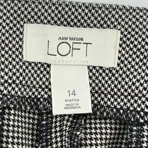 Ann Taylor Loft Marisa Houndstooth Wide Leg Trouser‎ Pants Black White Women 14 thumbnail 7