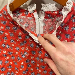 Cute strawberry shortcake prairie milkmaid handmade lace collar maxi dress thumbnail 5
