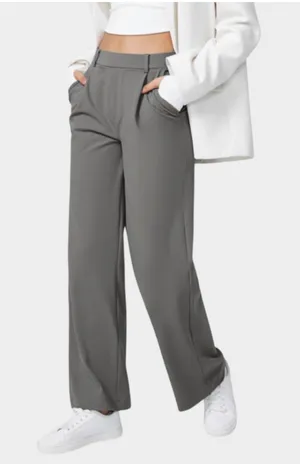 Size L Reg Halara Flex High Waisted Plicated Side Pocket Straight Leg Work Pants thumbnail 1