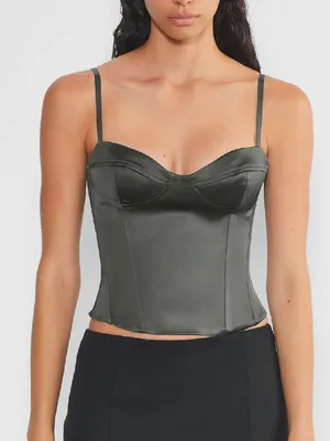Aritzia TEN 4 Satin Bustier Corset Cami Top Coal Grey Sweetheart Minimal Party thumbnail 1
