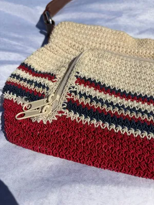 Woven tan red and blue purse thumbnail 5