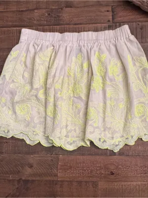 ANTHRO VANESSA VIRGINIA Embroidered Neon Mini Skirt thumbnail 2