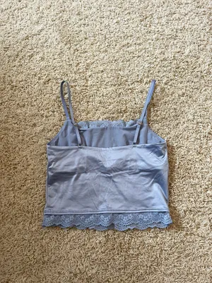 Aerie Blue Satin Like Lace Tank thumbnail 2