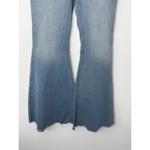 Free People Just Float On High Rise Flare Jeans W27 Light Wash Raw Hem Boho thumbnail 6