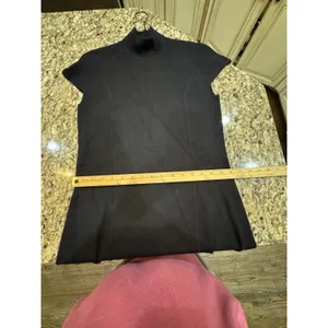Lauren Ralph Lauren Black Knit Silk Cashmere Dress Size Medium Mock Neck Cutout thumbnail 8