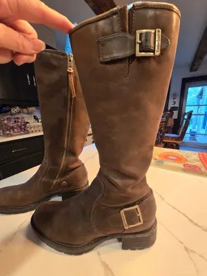 O Timberland Waterproof Leather Brown Tall Boots with Buckle and Side Zip(b) thumbnail 3