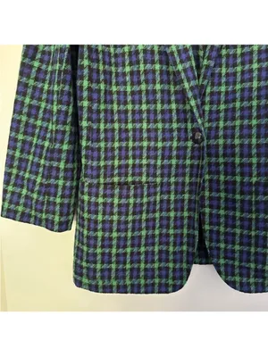 Vintage College Town Plaid Houndstooth Wool Blazer Womens 5/6 Medium Academia thumbnail 2