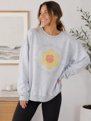 OFFLINE By Aerie Throw-Back Sometimes Sweaty Fleece Oversized Crew Sweatshirt thumbnail 1