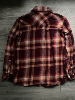 Wrangler Retro Orange Maroon Cotton Pearl Snap Cowgirl Western Fall Flannel M thumbnail 2