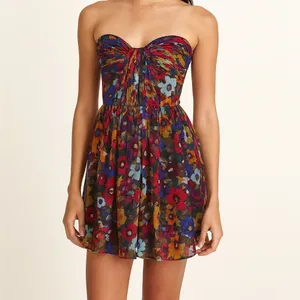NWT! Jill Stuart Autumn Wedding Guest Strapless Flowy Fit Flare Floral Dress - 4 thumbnail 2