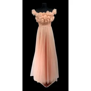 New! Sherri Hill 92481 Blush Rosette‎ Off Shoulder Tulle Ball Gown Size 2 thumbnail 3