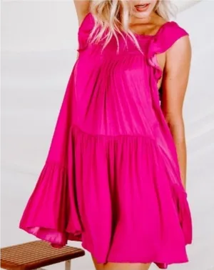 Free People Want Your Love Fuchsia Summer Dress Medium thumbnail 1