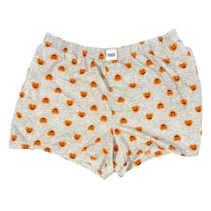 PINK Victorias Secret Pajama Shorts Womens XL Gray Pumpkin Halloween Cotton thumbnail 3