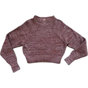 Free People Too‎ Good Chunky Knit Pullover Sweater Heather Red Cropped Cozy Crop thumbnail 2