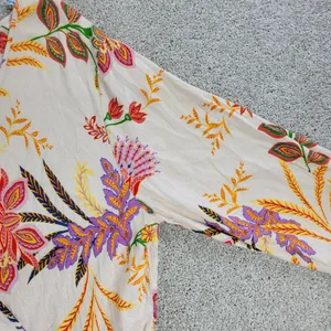 Blue Island Beach Wrap Dress M Cream‎ Red Floral Ruffle Hem Tie Waist New thumbnail 5