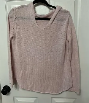 WOODEN SHIPS hooded knit sweater pink size small /‎ medium thumbnail 1