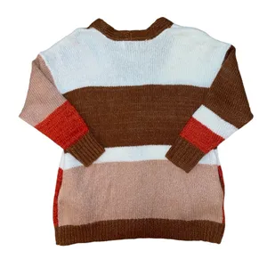 Lush Clothing cream red camel Colorblock v-neck sweater women’s size large thumbnail 2