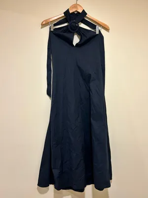 STAUD Black A-Line Keyhold Halter Midi Dress Size XS thumbnail 2
